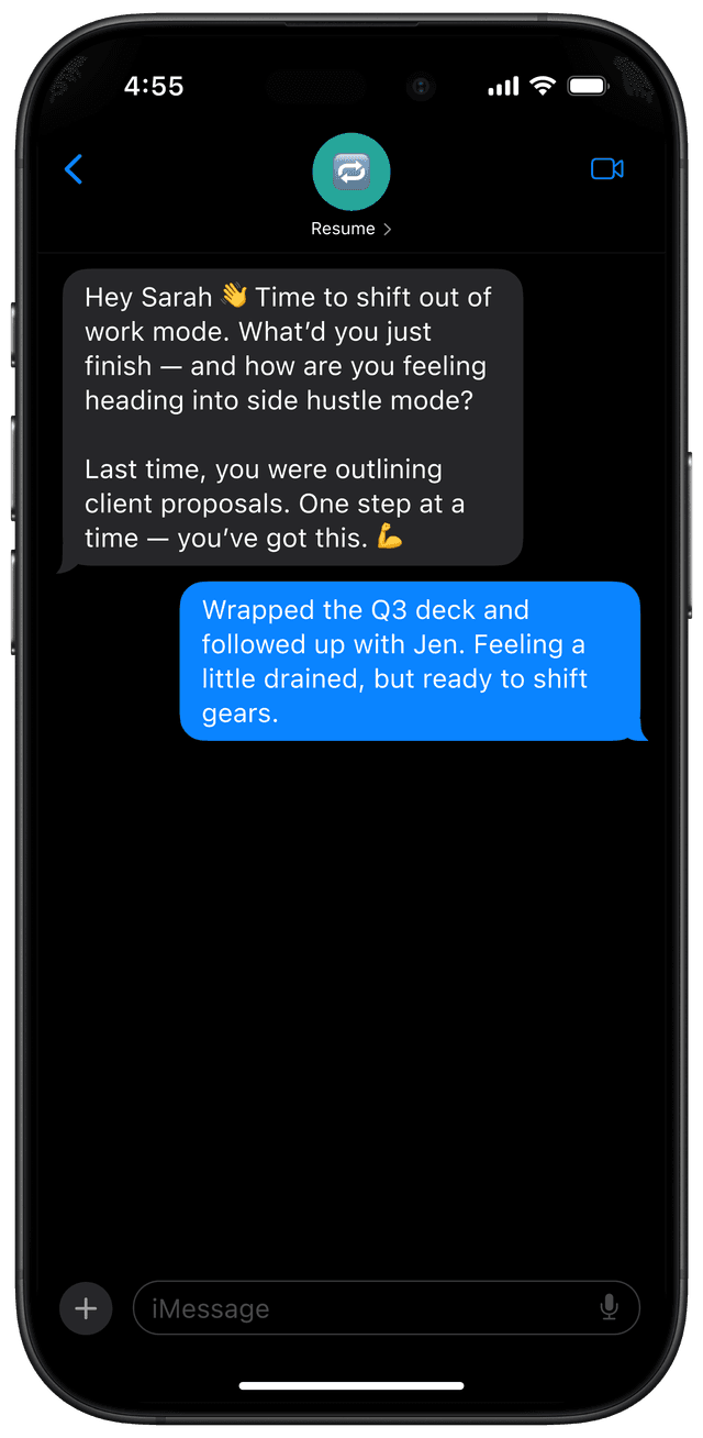 Resume chat example